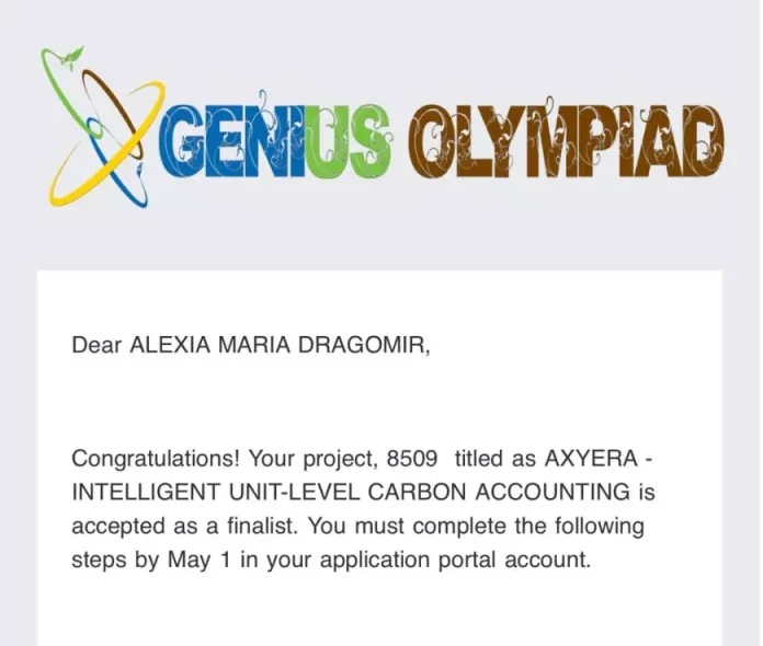 Elevă din Ploiești, selectată pentru etapa globală a Genius Olympiad cu un proiect creativ despre sustenabilitate Elevă din Ploiești, selectată pentru etapa globală a Genius Olympiad cu un proiect creativ despre sustenabilitate