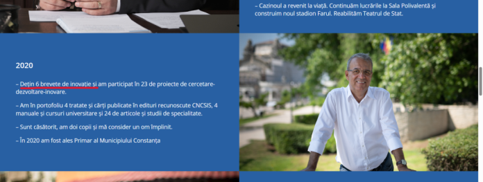 Instituțiile de stat contestă cele 6 patente de invenție ale primarului din Constanța, Vergil Chițac, menționate în CV Instituțiile de stat contestă cele 6 patente de invenție ale primarului din Constanța, Vergil Chițac, menționate în CV
