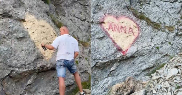 Bărbatul care a „creat” o declarație de dragoste pe o stâncă de pe Transfăgărășan a fost identificat. Bărbatul care a „creat” o declarație de dragoste pe o stâncă de pe Transfăgărășan a fost identificat.